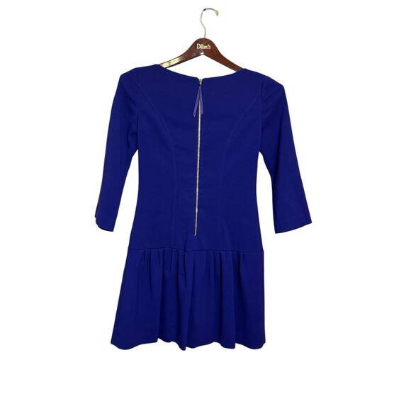 Eliza J Indigo Drop Waist Shift Dress Size 2 Pockets Holiday Party - Picture 2 of 5